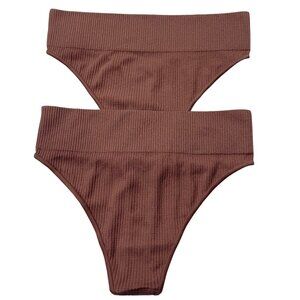 SKIMS Stretch Rib Thongs NEW Lot of 2 Rose Clay S/M